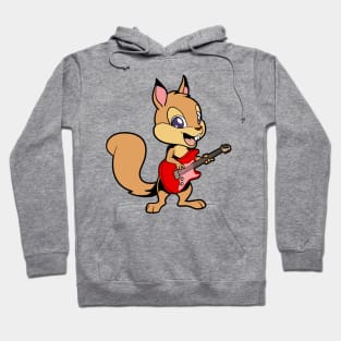 Cartoon squirrel playing electric guitar Hoodie